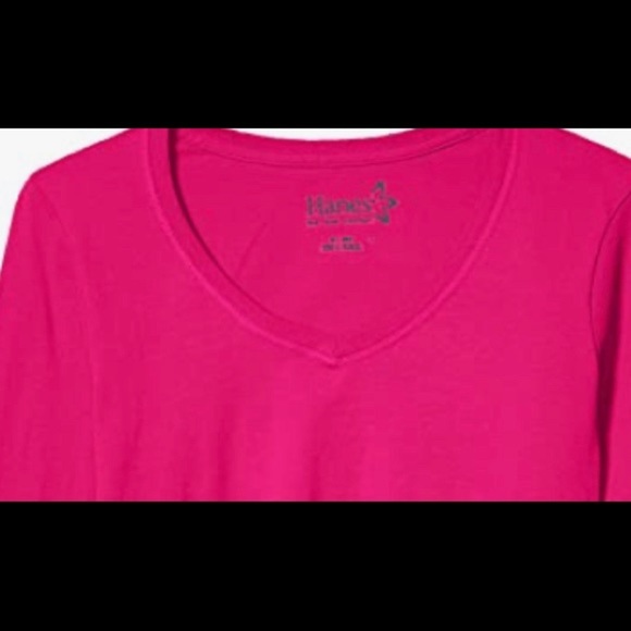 NWT- Hanes Womens pink long sleeve t-shirt - Picture 3 of 4